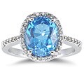 14k White Gold Blue Topaz 1/4ct TDW Diamond Ring