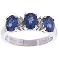 14k White Gold Oval Sapphire 1/8ct TDW Diamond Ring