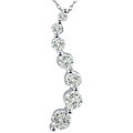18k White Gold 2ct TDW Diamond Journey Curve Necklace
