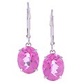 14k White Gold Oval Pink Topaz Leverback Earrings