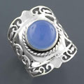 Blue Chalcedony Sterling Silver Ring (India)