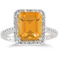 14k White Gold Citrine 1/3ct TDW Diamond Ring