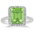 14k White Gold Peridot 1/3ct TDW Diamond Ring