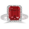 14k White Gold Garnet & 1/3ct TDW Diamond Ring