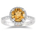 14k White Gold Citrine and 1/4ct TDW Diamond Ring