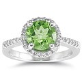 14k White Gold Peridot and 1/4ct TDW Diamond Ring