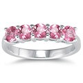 14k White Gold 5-stone Pink Topaz Ring