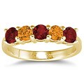 14k Yellow Gold 5-stone Garnet and Citrine Ring