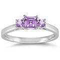 14k White Gold 3-stone Amethyst Ring