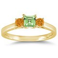 14k Yellow Gold 3-stone Peridot and Citrine Ring
