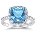 14k Gold Blue Topaz 1/4ct TDW Diamond Ring