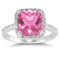 14k Gold Cushion-cut Pink Topaz Diamond Ring