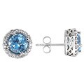 14k Gold Blue Topaz & 1/3ct TDW Diamond Earrings