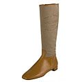 Prada Women's Beige Logo Jacquard Canvas Boots