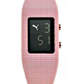 Puma Vega Womens LCD Dial Pink Rubber Strap Watch