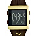 Puma Atlantis LCD Dial Brown Rubber Strap Watch