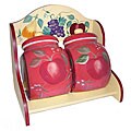 Sandy's Orchard Hand-painted Storage Jars w/ Rack