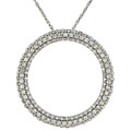 Charles Winston Silver Circle Pave CZ Necklace