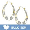 10k Yellow Gold Crystal Hoop Earrings (Case of 6)