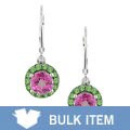 14k White Gold Pink Topaz Tsavorite Earrings (Case of 6)