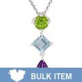 Silver Amethyst Peridot Blue Topaz Pendant (Case of 6)