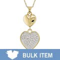 10k Yellow Gold White Crystal Heart Necklace (Case of 6)