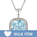14k White Gold 1/10ct Diamond Blue Topaz Necklace (Case of 6)