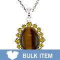 Sterling Silver Tiger's Eye Citrine Necklace (Case of 6)