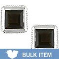 Sterling Silver Square Smokey Quartz Earrings (Case of 6)