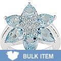 Sterling Silver Sky Blue Topaz Flower Ring (Case of 6)