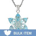 Silver Sky Blue Topaz Flower Necklace (Case of 3)