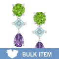 Silver Amethyst Peridot Blue Topaz Drop Earrings (Case of 6)