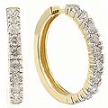 14k Yellow Gold 2ct TDW Diamond Hoop Earrings
