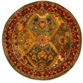Hand-tufted Heritage Kerman Burgundy Wool Rug (3'6 Round)