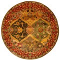 Hand-tufted Heritage Kerman Burgundy Wool Rug (6' Round)