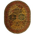 Hand-tufted Heritage Kerman Burgundy Wool Rug (7'6 x 9'6 Oval)