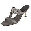 Christian Dior Silver Leather 'Cannage' Logo Sandal