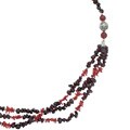 Three Strand Garnet, Red Coral, Carnelian and Silver Necklace