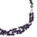 Three Strand Amethyst, Silver and White Pearl Necklace