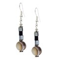 Black Hematite, Sardonyx and Silver Drop Earrings