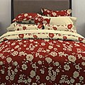 Asian Floral Garnet 7-piece Bedding Ensemble