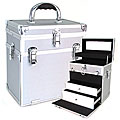 Silver Two-in-one Cosmetic Case with Drawers