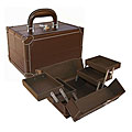 Brown Makeup Train Case with Trays
