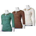 Fame Women's 3/4-sleeve Henley Top