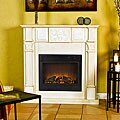 Avalon Antique White Electric Fireplace with Remote