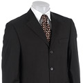 Andrew Fezza Men's Black and Tan Stripe Wool 3-button Suit