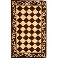 Hand-Hooked Diamond Brown/ Ivory Wool Rug (2'9 x 4'9)
