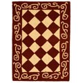 Hand-hooked Diamond Burgundy/ Ivory Wool Rug (1'8 x 2'6)