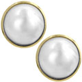 14k Gold Cultured Mabe Pearl French Clip Earrings