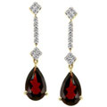 14k Gold Teardrop Garnet Diamond Earrings